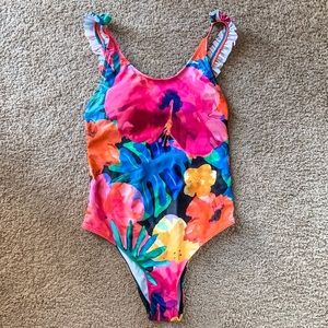 One piece ruffled floral swimsuit